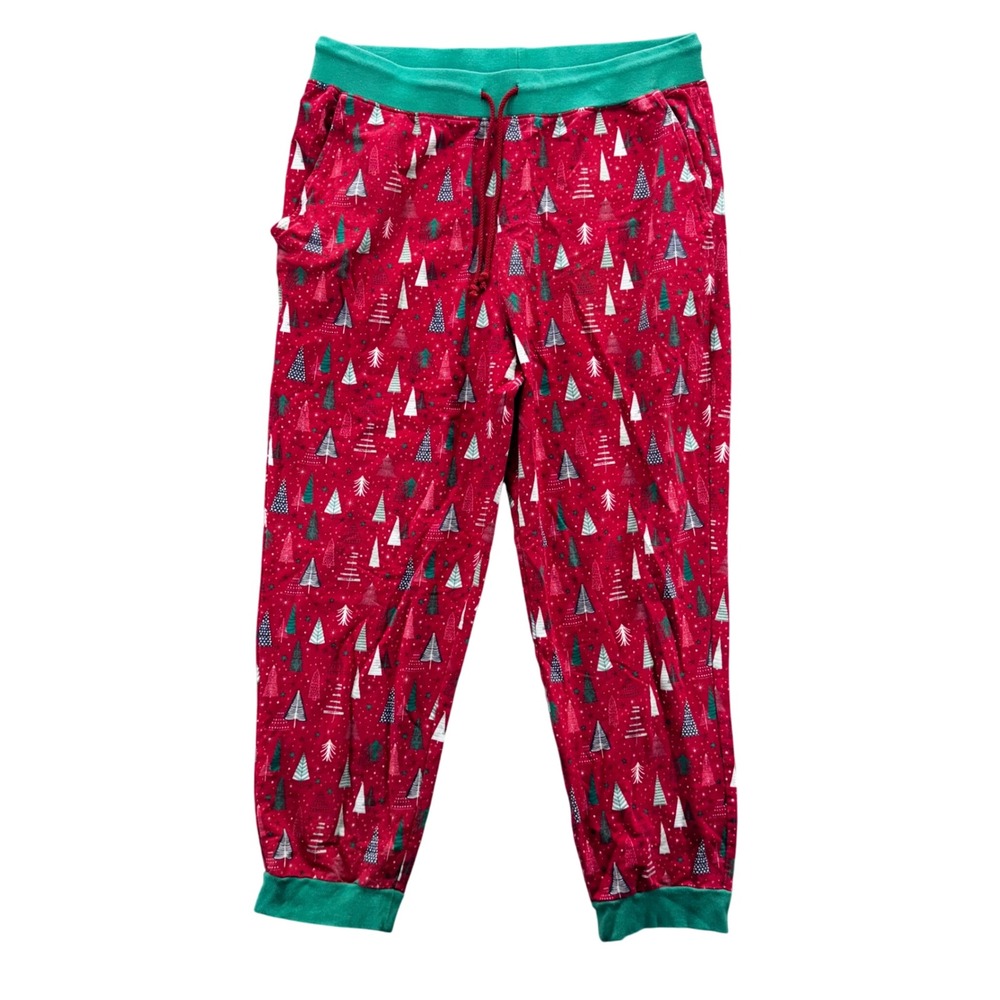 Matilda Jane Men Christmas Tree Pajama Pant Size Medium Red Green Cotton Holiday